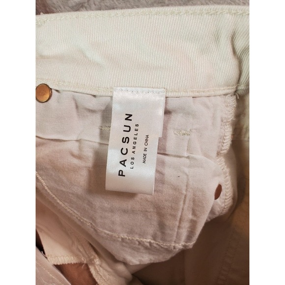 PacSun Mom Short Women Size 25 Cream Tan Denim Cotton 5-Pocket Design Light Wash - Picture 9 of 11